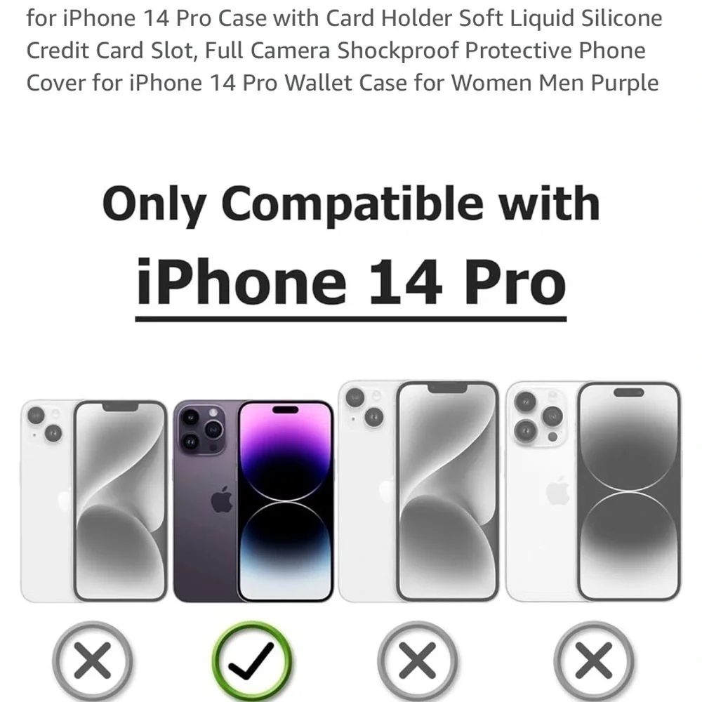 14 ProCase w/Card Holder Soft Liquid Silicone CreditCard Slot,FullCamera purple